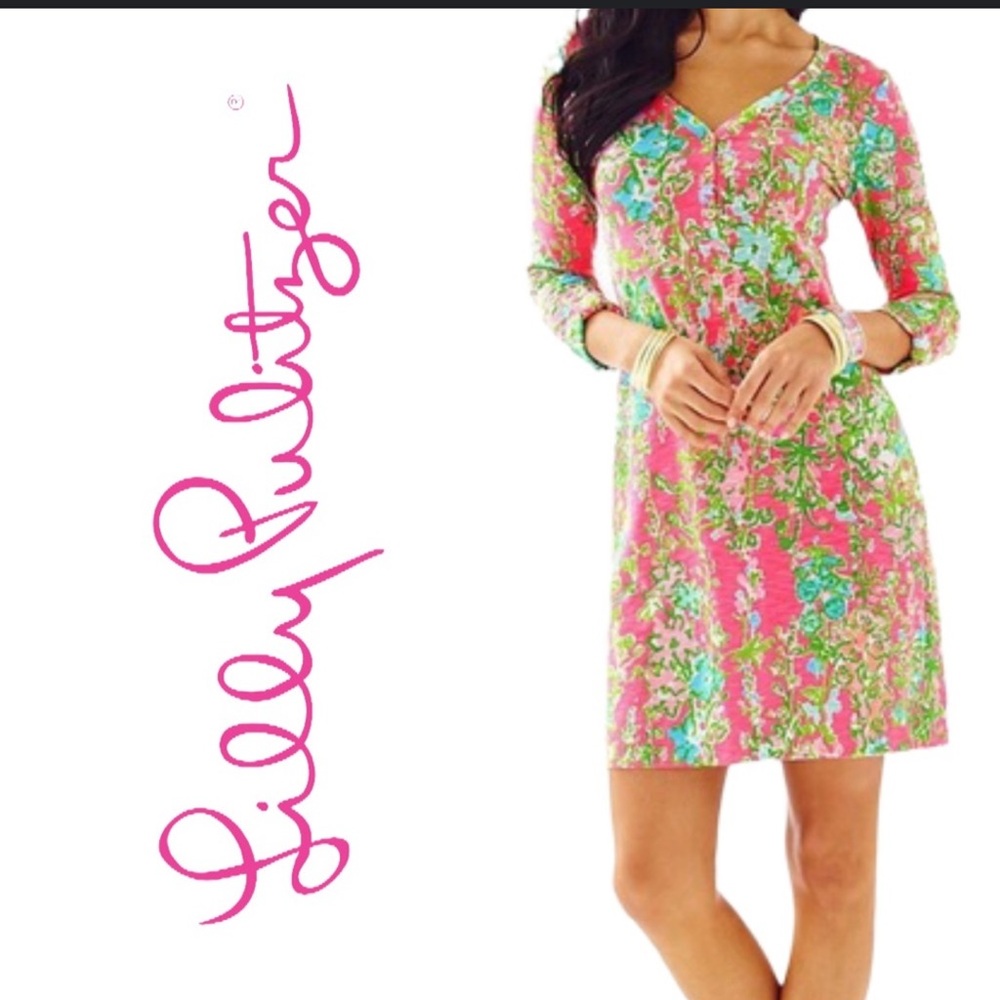 Lilly Pulitzer Pink and Green Floral Mini Dress